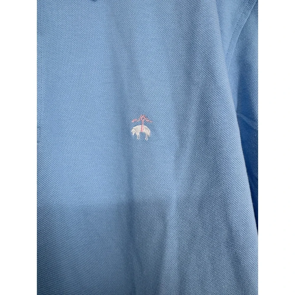 Brooks Brothers Performance Polo Shirt  Slim Fit Mens 2XL Logo Blue Short Sleeve